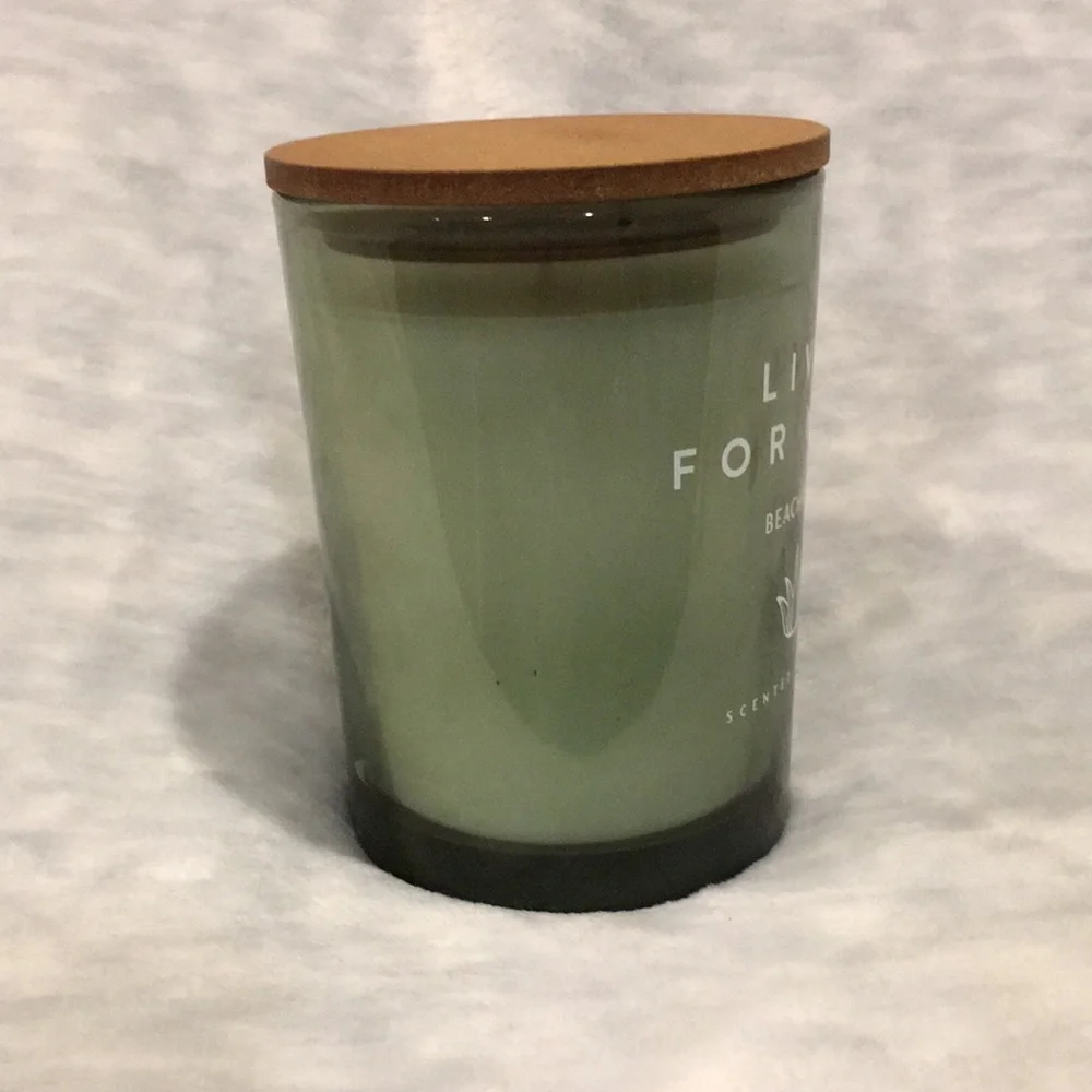 Glass Live For Now Scented Single Wick Home Decore Candle Beachwood 8.5oz NWT - Picture 4 of 16